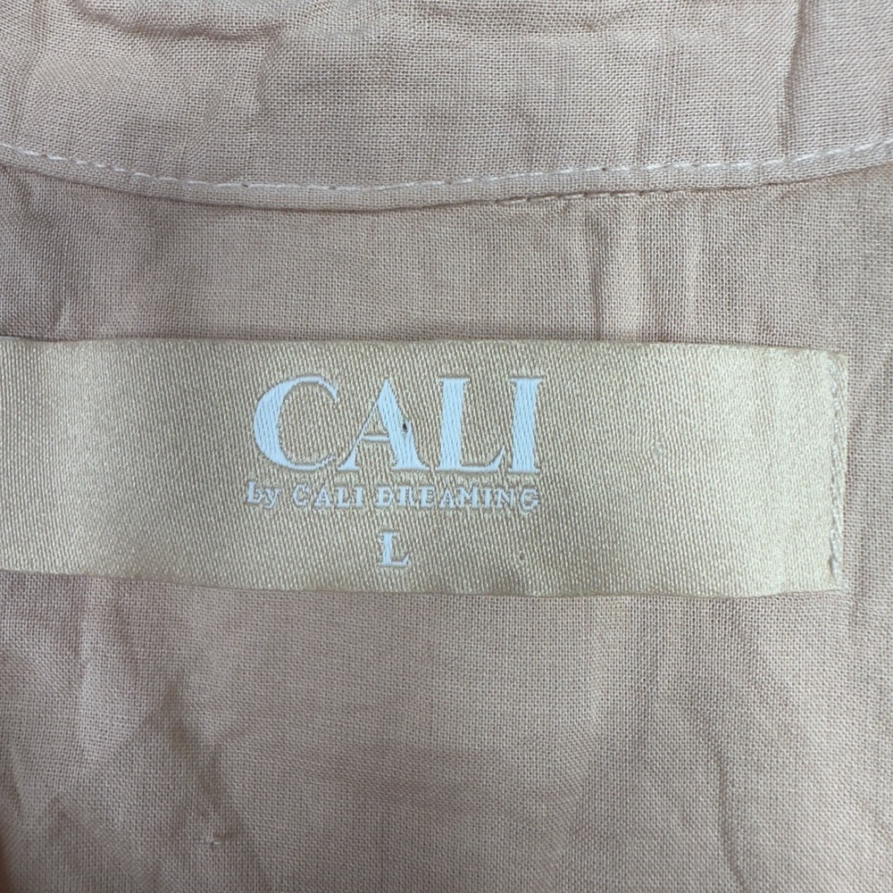 CALI by Cali Dreaming Shirt‎ Womens  L Peach Popover Minimalist Lagenlook Preppy View 4